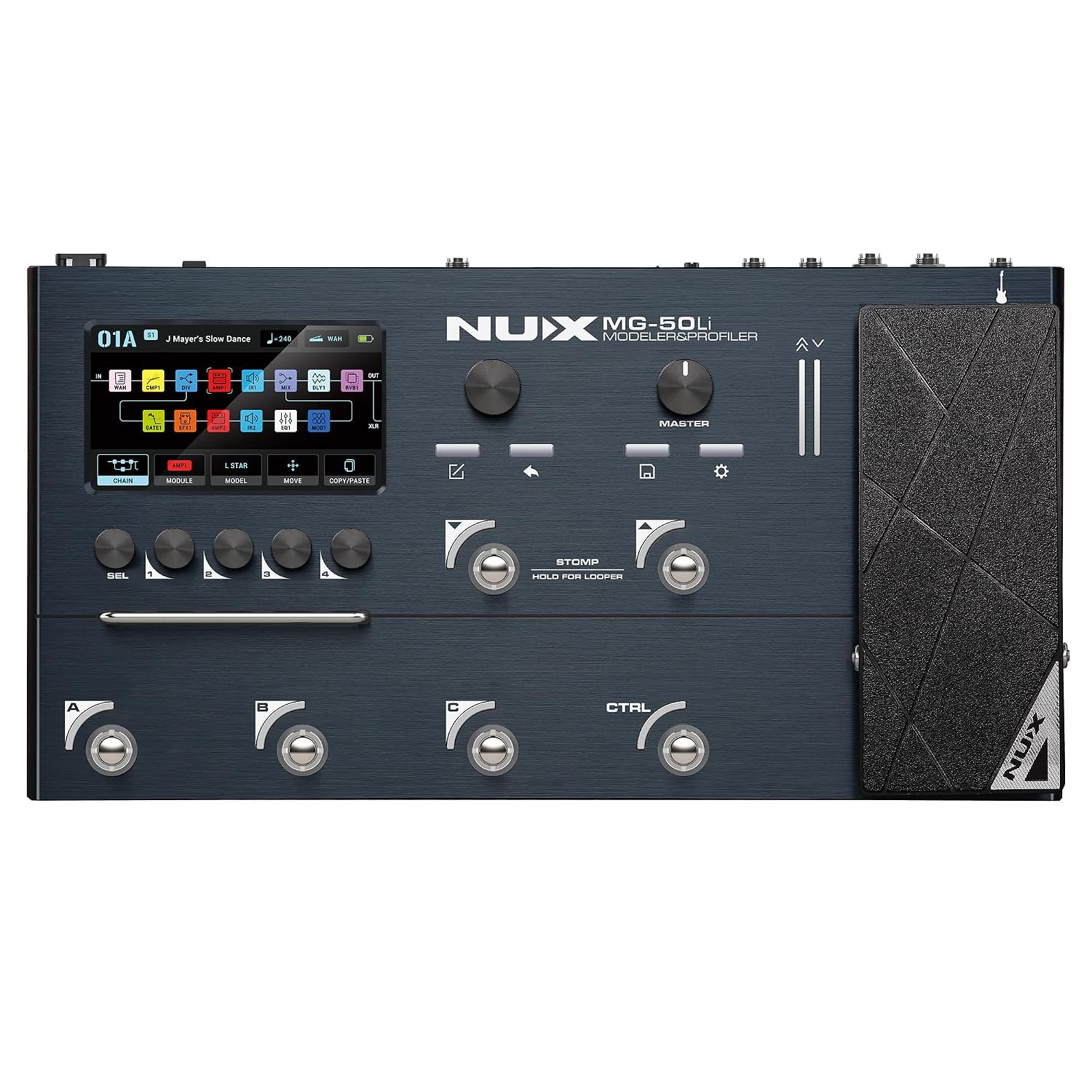 NUX MG50Li Multi-Effects for Guitar & Bass, 14 Independent Movable Signal Blocks, 5-Hour Battery Life,DeepImage Profiling, Advanced Amp Modeling.